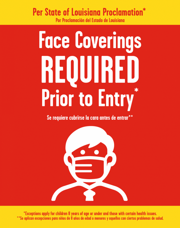 Face coverings required Louisiana Face coverings required Louisiana message