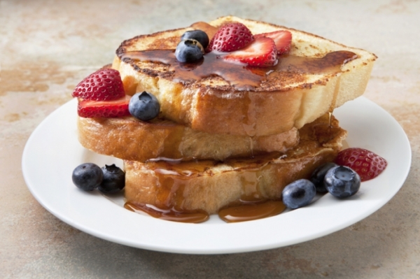 Fruit and maple syrup covered French Toast