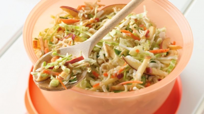 Bowl of Honey-Mustard Coleslaw with Apples