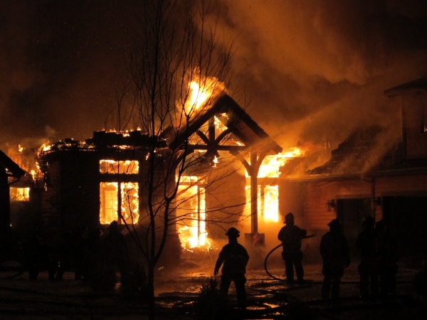 A home on fire