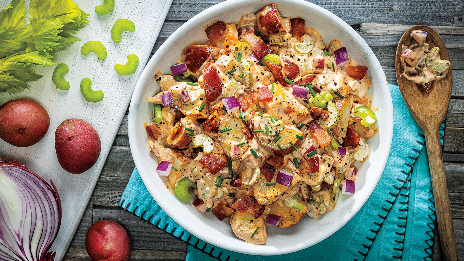 Bacon Ranch Buffalo Potato Salad