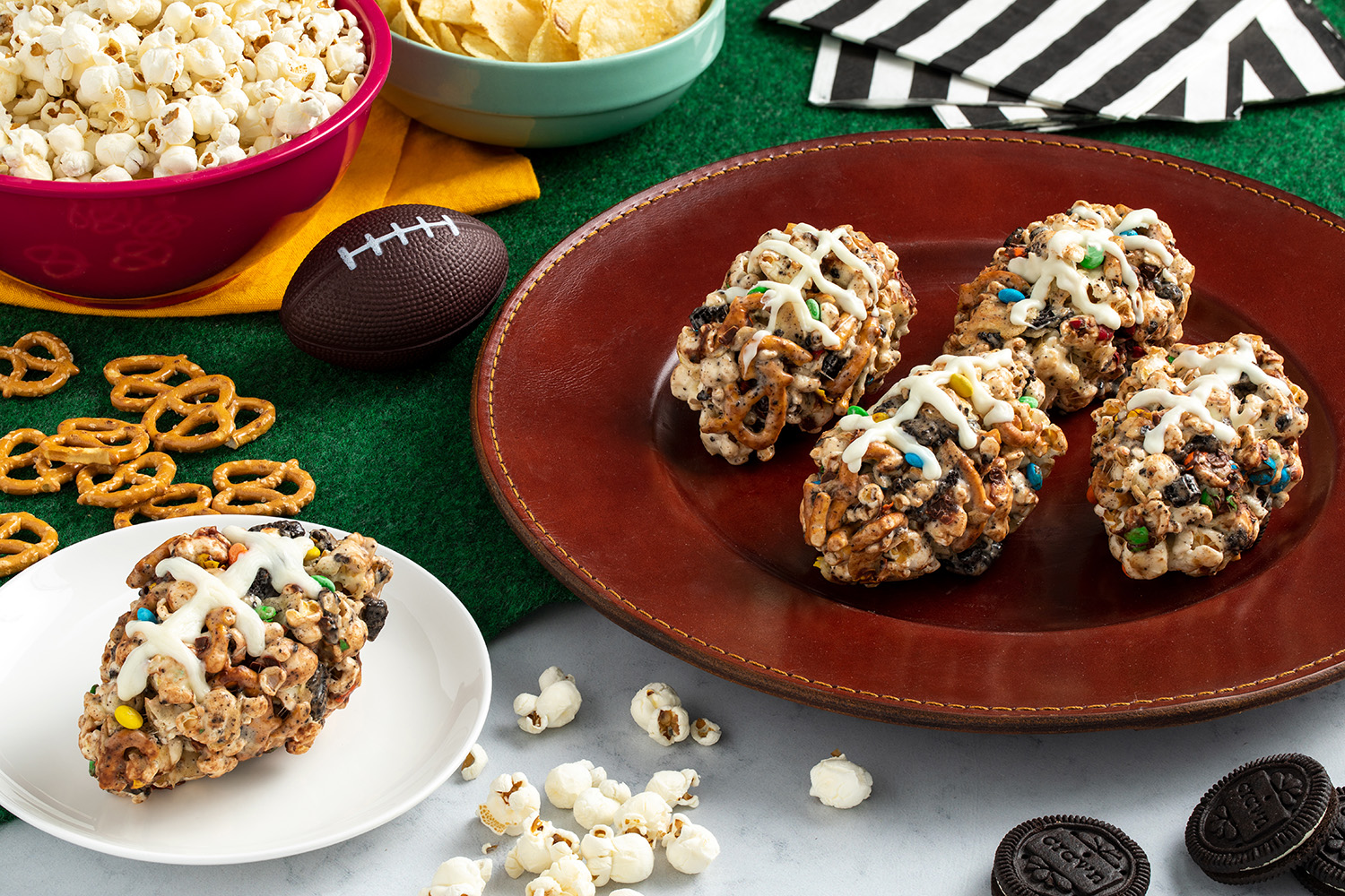 Sweet-and-Salty Popcorn Footballs