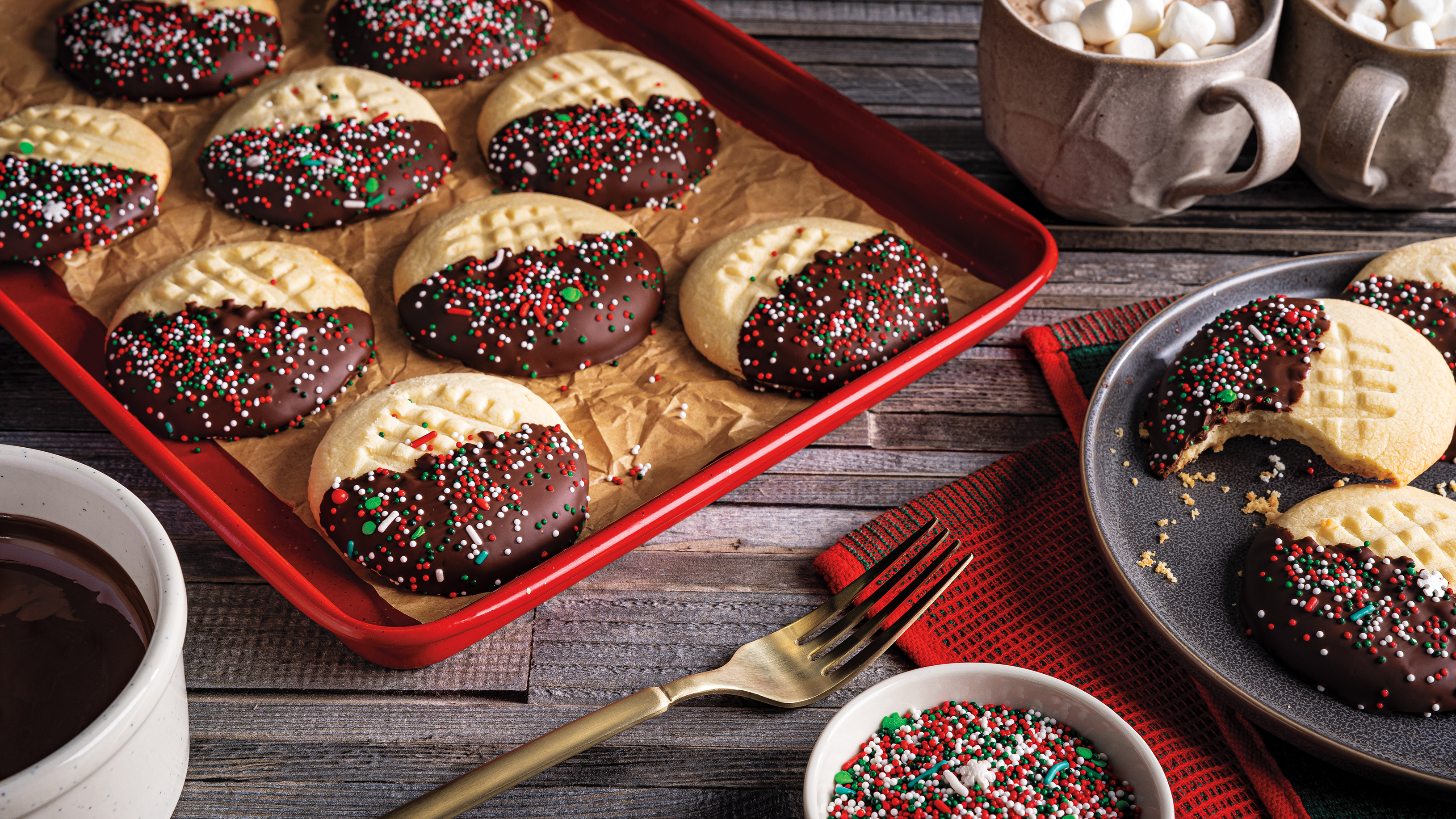 Chocolate-Dipped Whipped Shortbread Cookies