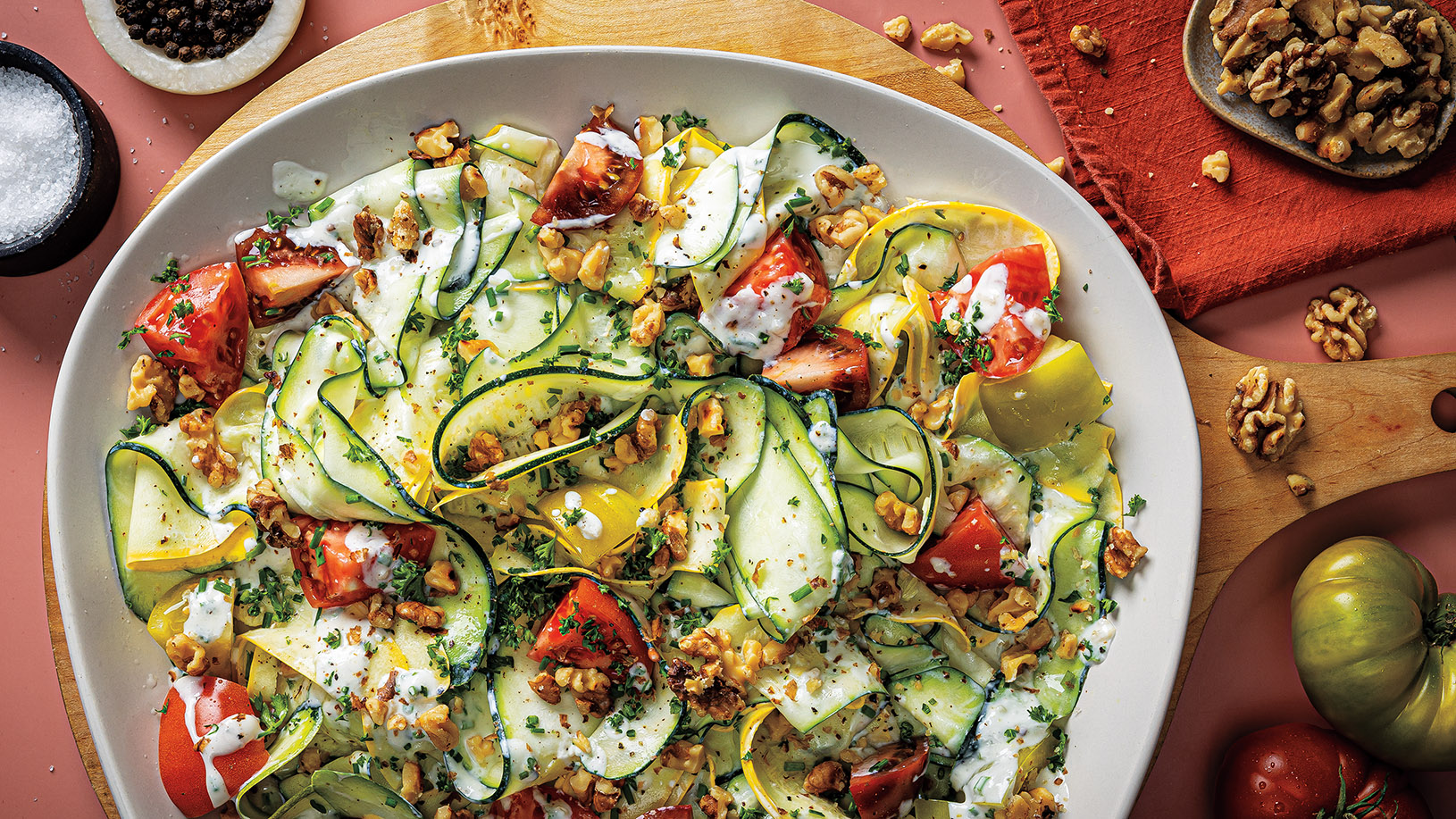 Creamy Zucchini Summer Squash Tomato Salad