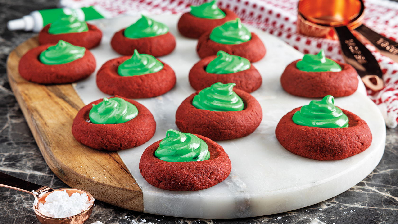 Red Velvet Cheesecake Thumbprint Cookies