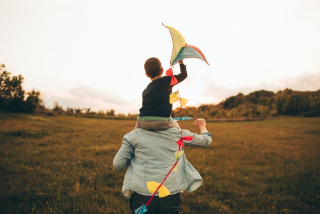 Dad and boy with kite