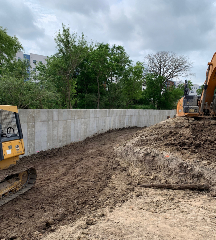 College Station Store New Retention Wall