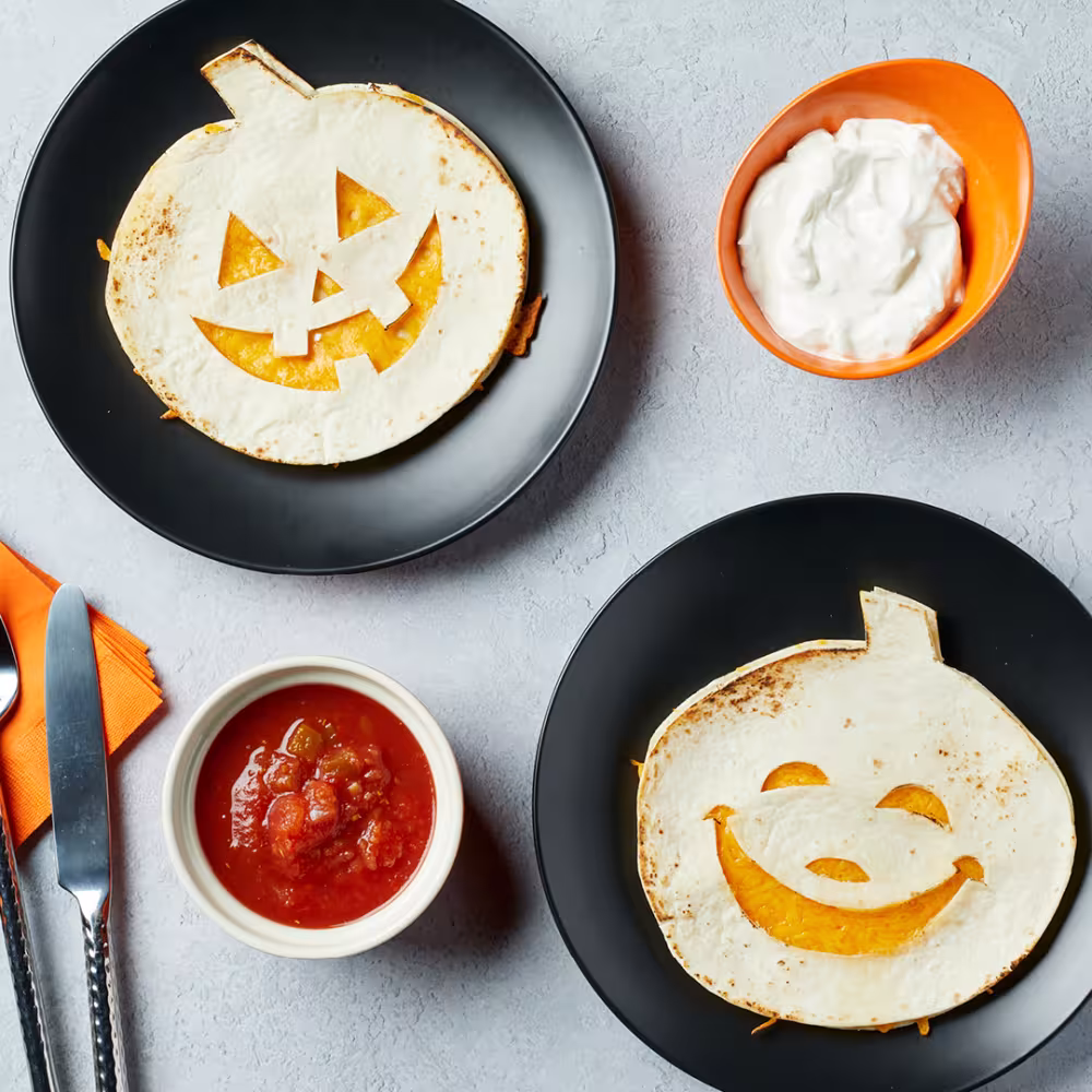 Halloween Jack-O-Lantern Quesadillas
