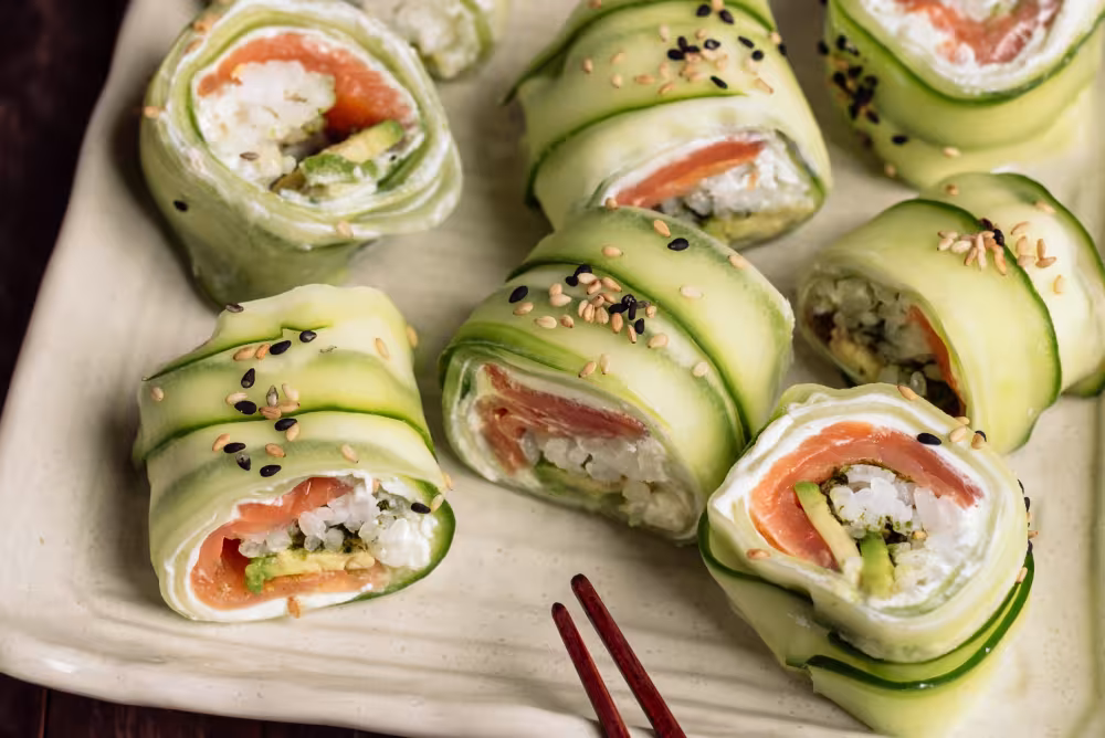 Cucumber Wrapped Sushi Roll