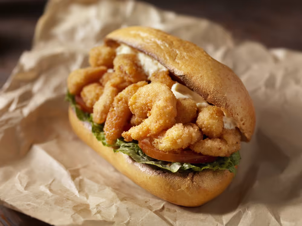 Shrimp Po Boy Sandwich with Fresh Harvest Bread
