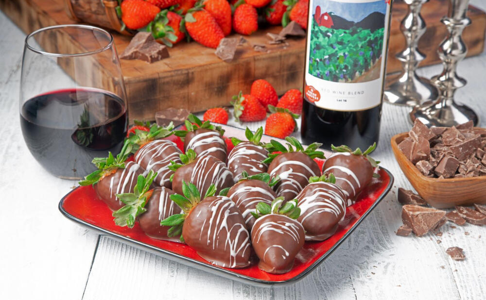 Chocolate Dipped Strawberries with Wine